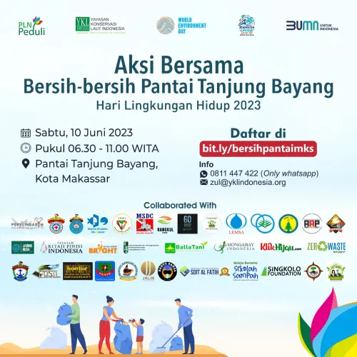 Aksi Nyata Puluhan Komunitas Akan Aksi Bersih di Pantai Tanjung Bayang Makassar