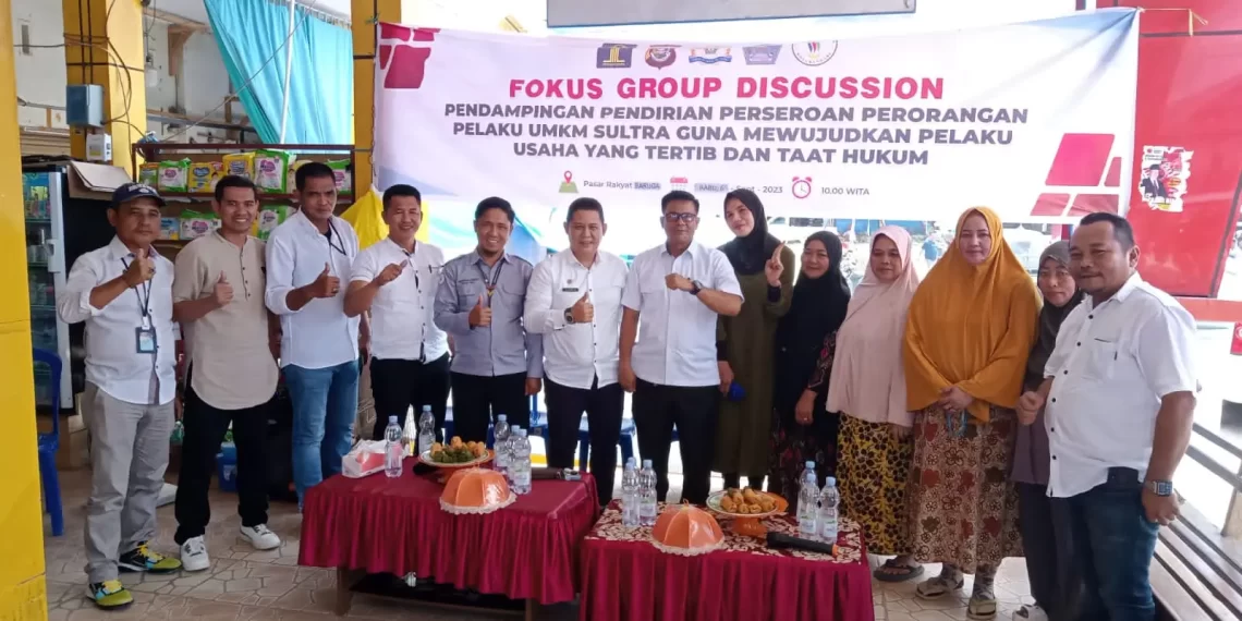 Bantu Pelaku Usaha Dirikan Perseroan Perorangan, Unit Pasar Baruga Gelar FGD