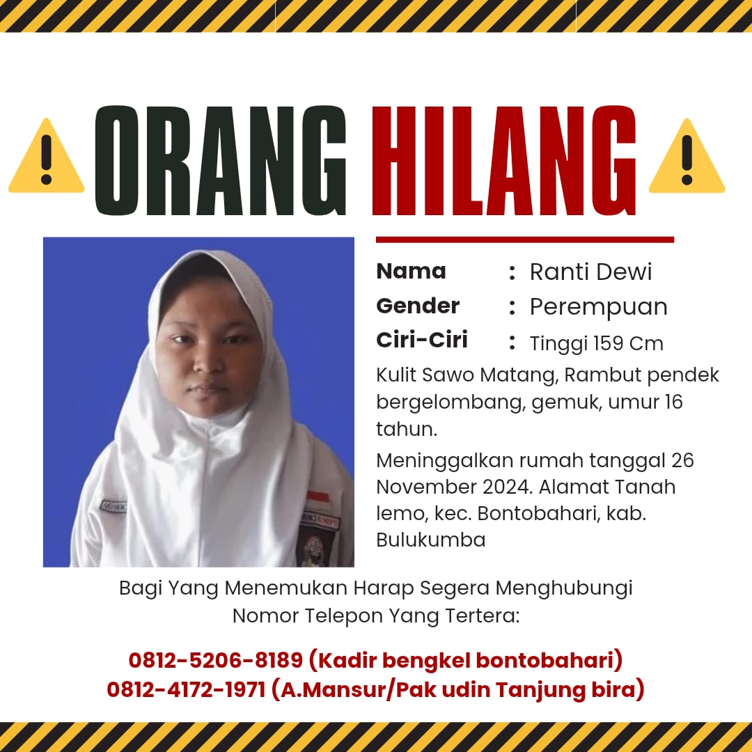 Hilangnya Ranti Dewi, Gadis 16 Tahun di Tanah Lemo: Keluarga Tak Pernah Berhenti Mencari  