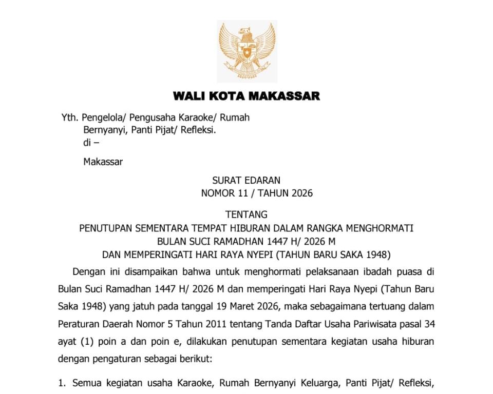 THM Makassar Tutup Mulai 17 Februari, Ini Alasannya!