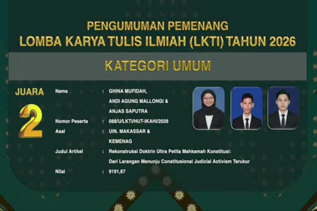 CPNS Kementerian Agama RI Raih Juara II LKTI Nasional IKAHI Mahkamah Agung RI